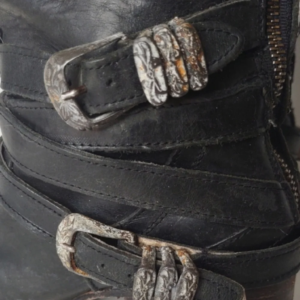 Freebird By Steven Pike Black Leather Steampunk Western Boots | Women’s Size 7 |